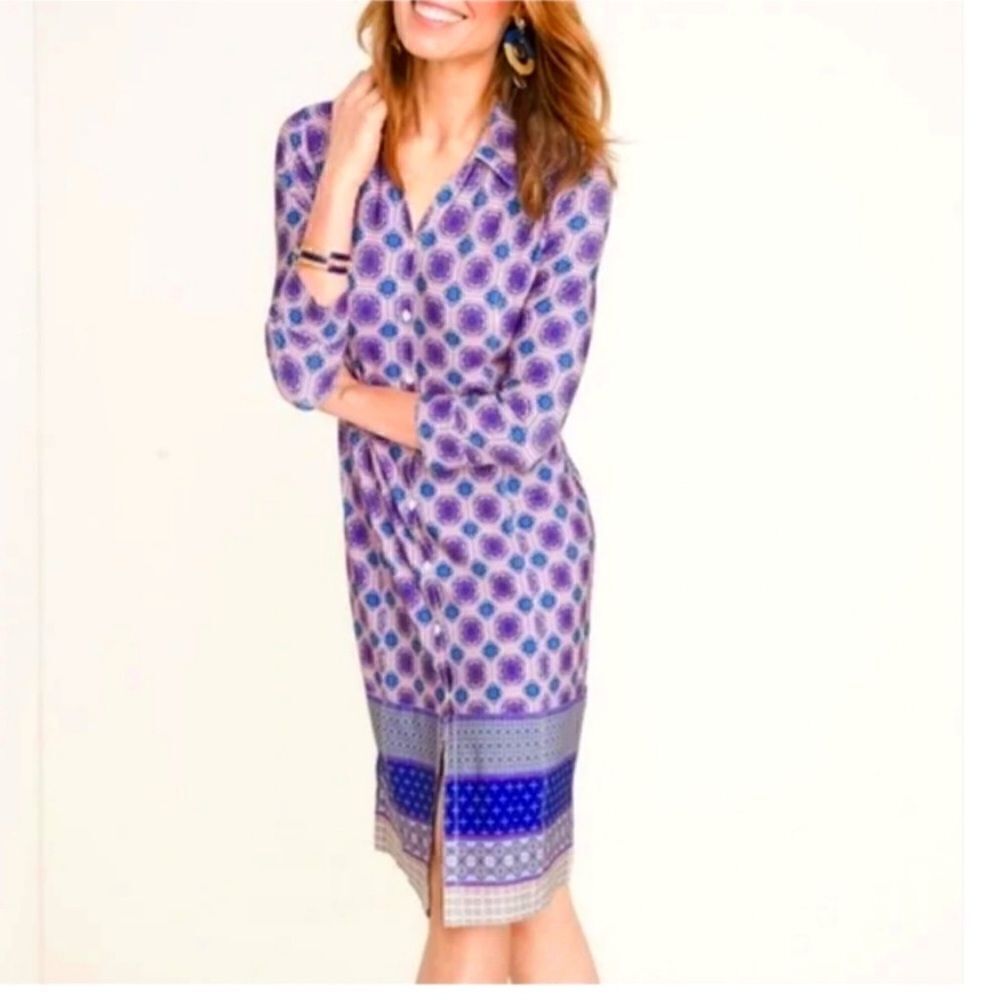 NWT Chico's Purple Medallion Print Shirt Dress - Chico's 4 (XXL/20)